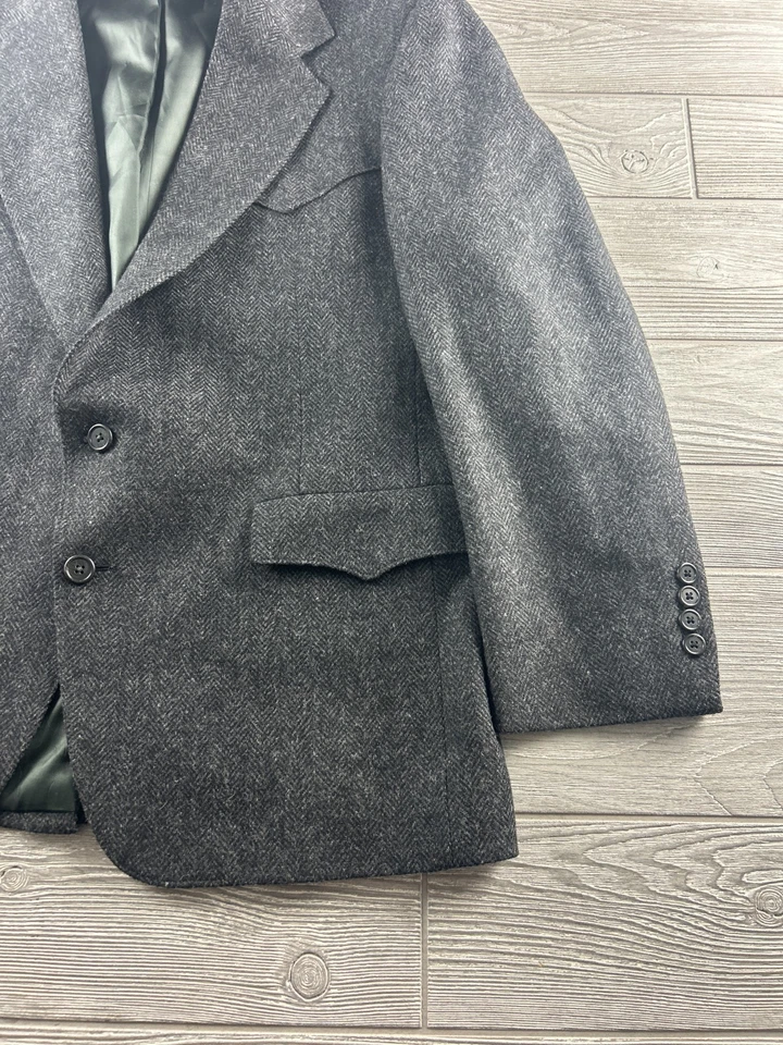 Abrigo Deportivo Chaqueta De Tweed Occidental Negra Warren Sewell Para Hombres EE. UU. 42 S Foto 2 de 4