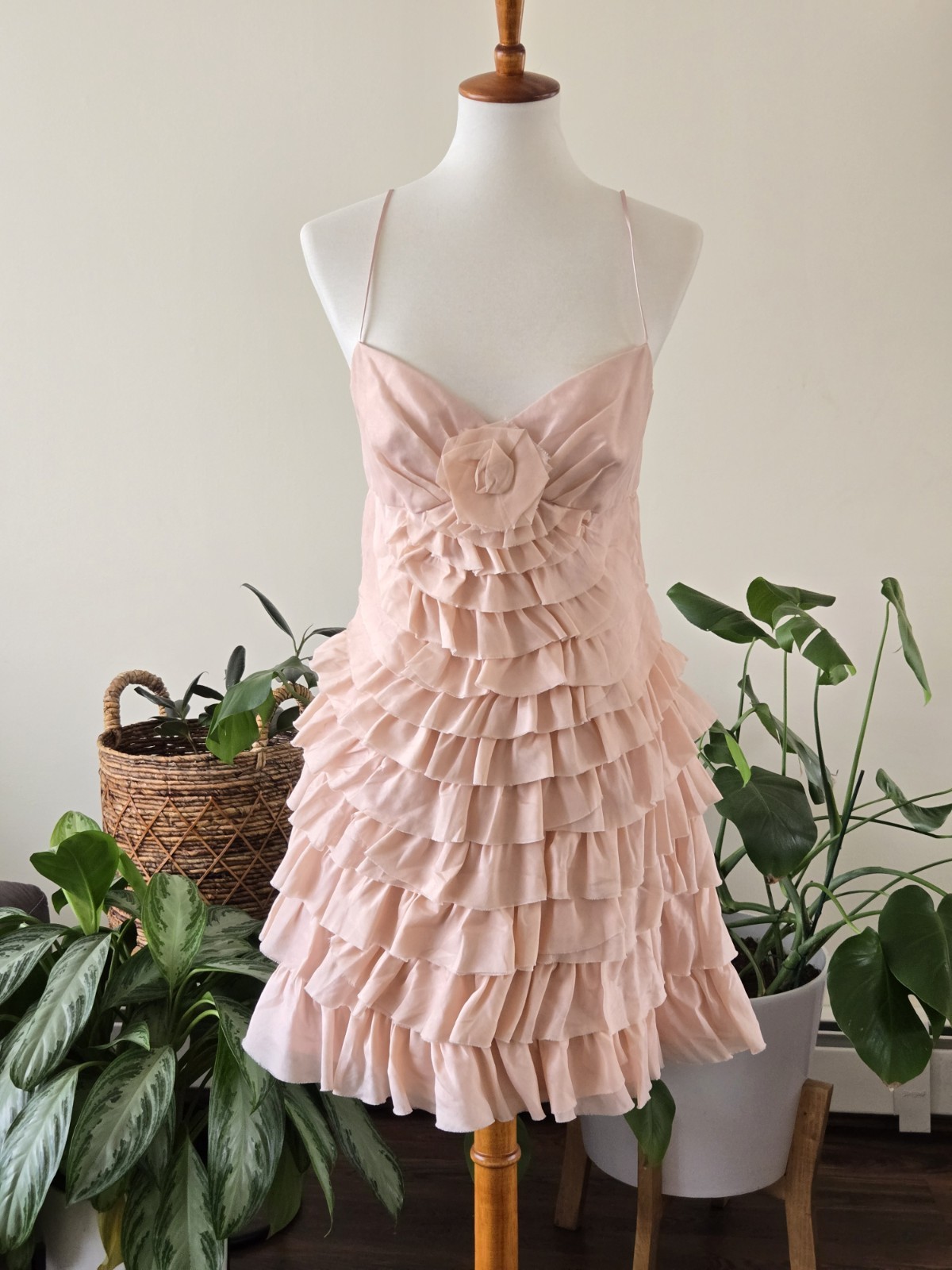 Vtg Betsey Johnson Collection 100% Silk Dress Y2K Fairy Cottage Dainty Size 6