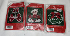 LOT of 3 Christmas Jingles Plastic Canvas Kit SEALED NEW Bear, Wreath, Elf