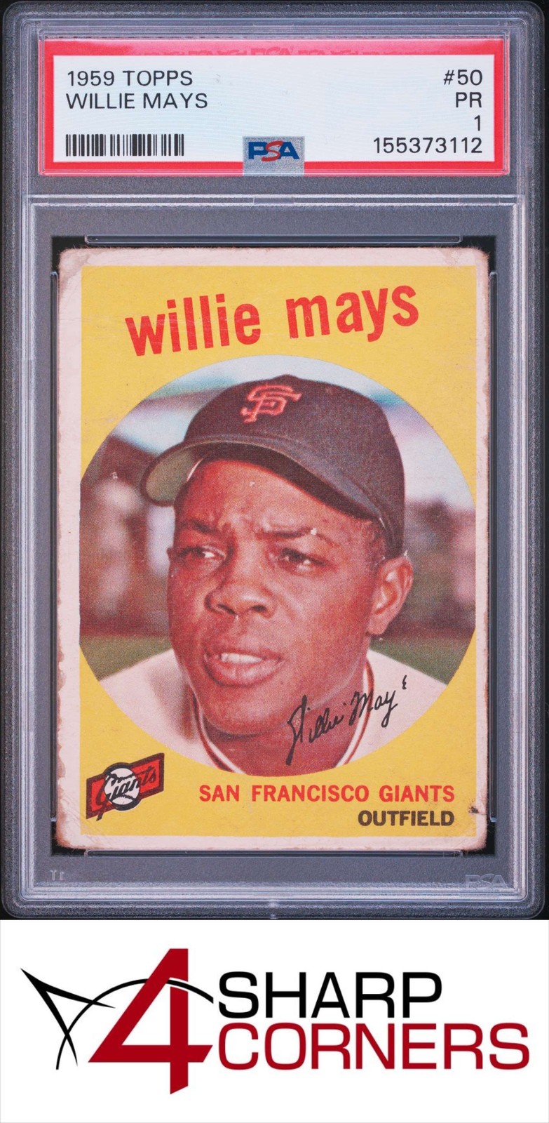 1959 TOPPS #50 WILLIE MAYS GIANTS HOF PSA 1