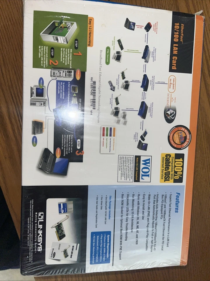 Linksys 10/100 EtherFast PCI Adapter For Desktop Computer Internet Sealed - Image 2 of 2