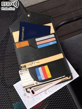 Travel Wallet RFID Passport Credit Card Holder Multi functional ID/Cash/Family P