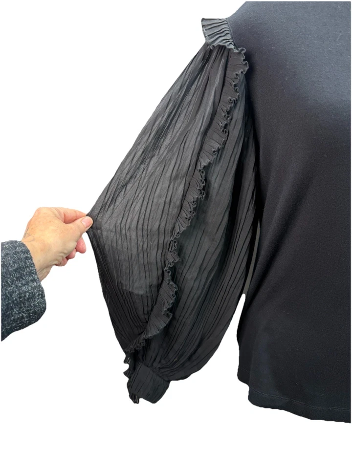 Elie Tahari женщин Sz S/M длинным рукавом вязаный блузка чистый воздушный шар с оборками рукава - Изображение 3 из 4