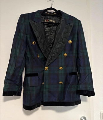 ESCADA Damen Blazer kariert Tweed Schurwolle Kostümjacke Vintage Gr. 40