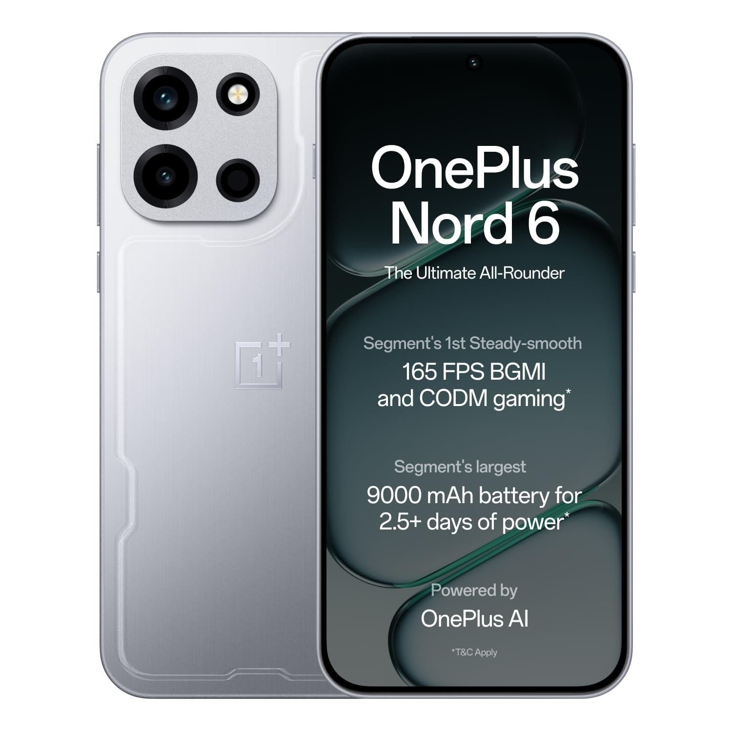OnePlus Nord 6 (8 GB + 256GB Silver) Snapdragon 8s Gen 4 NFC