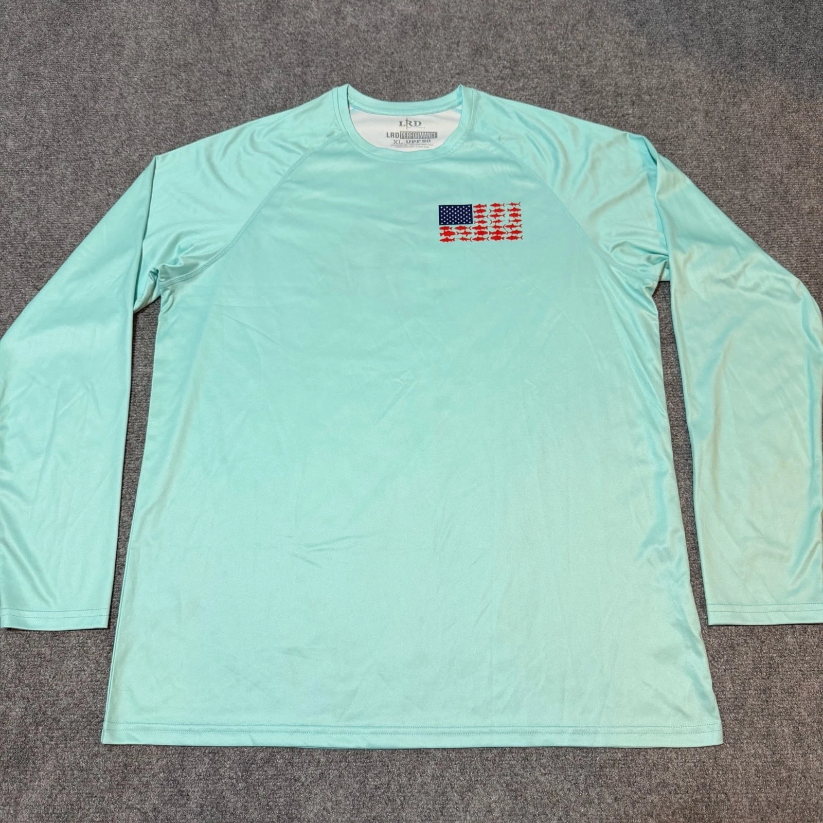 NEW LRD Performance Shirt Mens Extra Large Blue Raglan Long Sleeve UPF50 Fishing