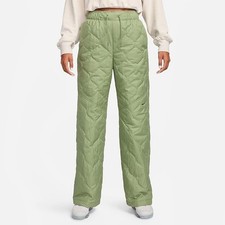 Sz Large- Nike Women's High-Waisted Open-Hem Quilted Trousers, Oil Green.