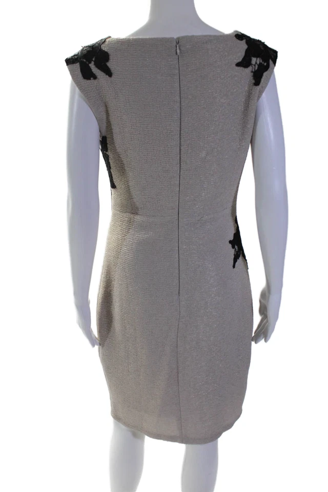 Vestido vaquero Jax para mujer bordado floral sin mangas beige negro talla 10 Foto 3 de 4