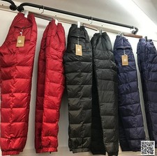 Mens Ultralight Puffer 90 Duck Down High Waist Pants Motor Thicken Trousers