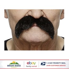 Black Lustrous Fake Mustache, Easy to Apply Self Adhesive Facial Hair for Events
