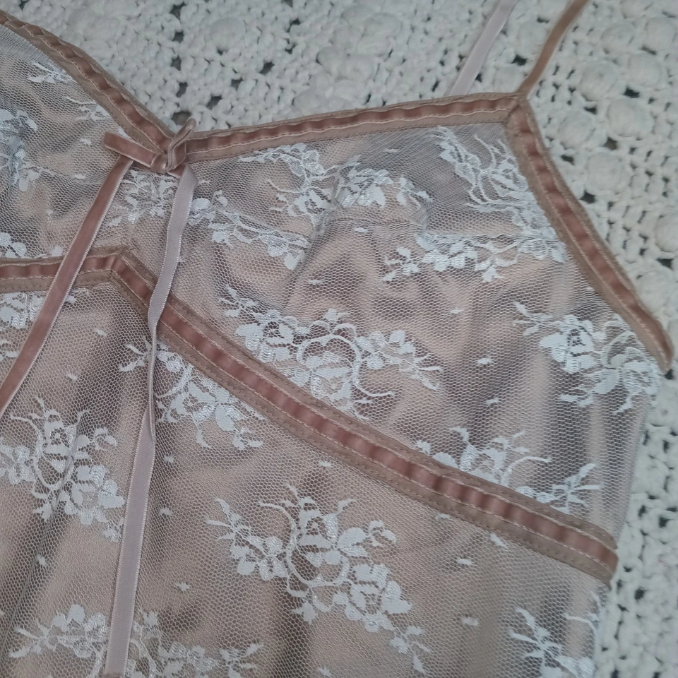 Camiseta sin mangas George para mujer XL 16/18 romántica babydoll de encaje Y2K croquet tostado whismy Foto 4 de 4