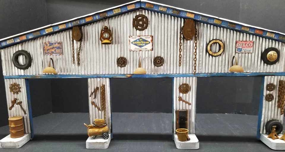 PANTALLA DIORAMA DELANTERA GARAJE 3 BAHÍAS PARA TUS COCHES, ESCALA 1:18, HECHA A MANO, NUEVA Foto 2 de 4