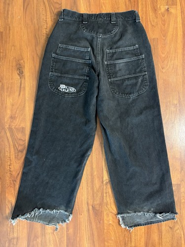 Vintage Lee Pipes Black Denim Baggy Jean Pants 32x32 Baggy Skater Grunge 90s