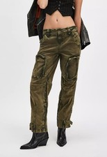 Free People Cant Compare Slouch Pants XS Olive Green Cargo Utility Grunge Boho