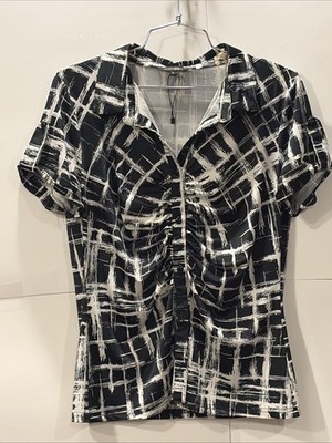 Papermoon Black/white Abstract Print Blouse Large Super Soft 