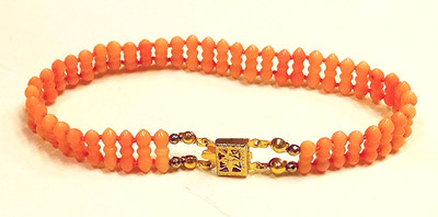 Echtes helles lachsfarbenes KORALLEN Armband - handgeknüpft - INDIVIDUELLE LÄNGE - Unikat.