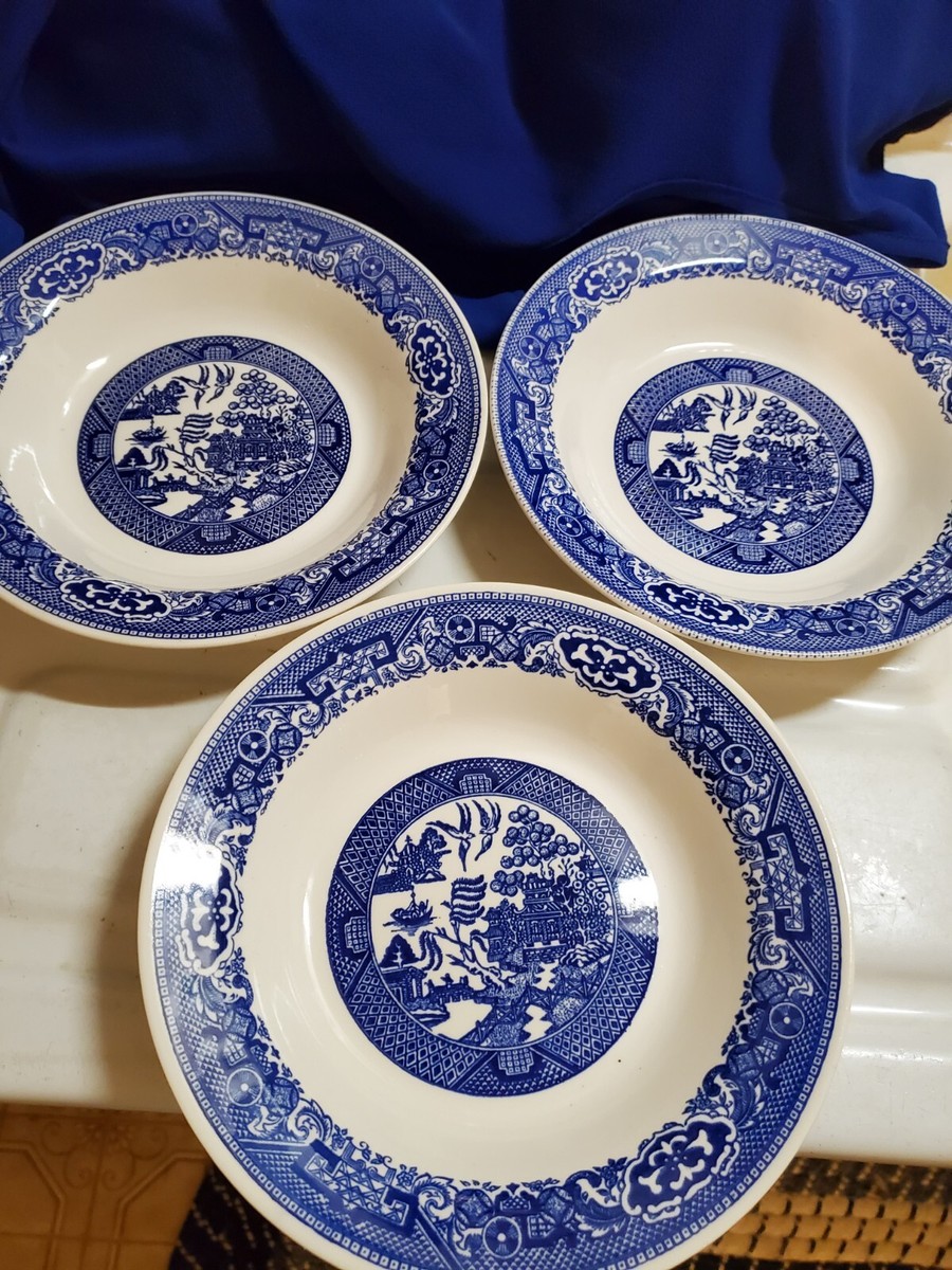SALE! WAS VTG 3PC 1950'S WILLOW WARE SOUP BOWLS ROYAL CHINA