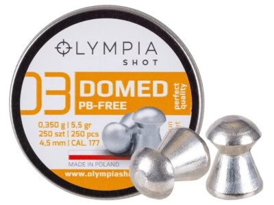 OLYMPIA SHOT Premium 250 Count DOMED LEAD-FREE 4.5mm .177 Caliber Airgun Pellets