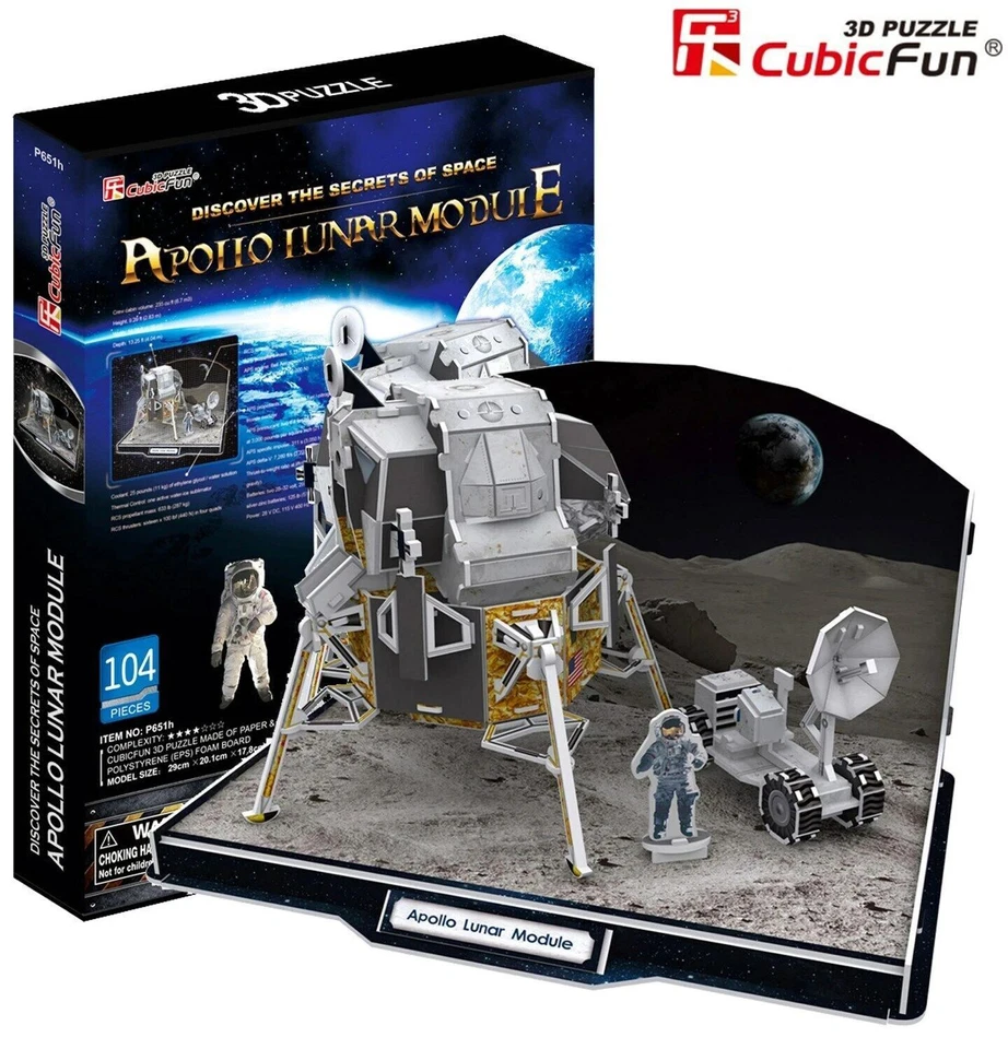 CUBIC FUN NASA Apollo Lunar Module Space 3D Puzzle DIY Model Building Kit Toy - Image 3 of 3