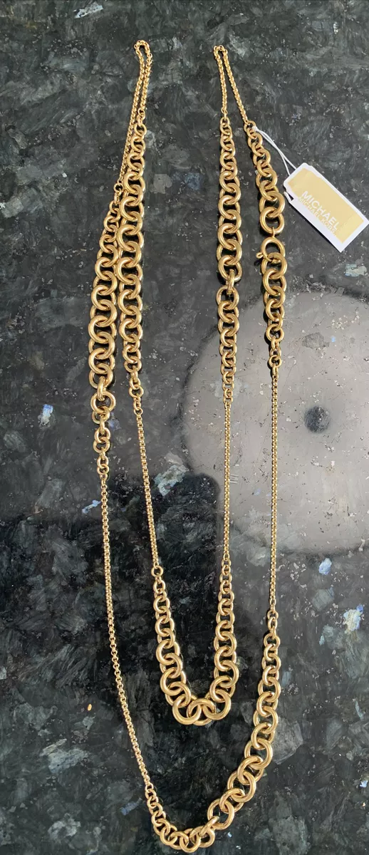 NEw With Tags Michael Kors Holiday Lux Gold Tone Chain Link Necklace MKJ6042710