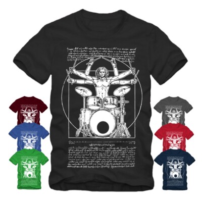 Drummer T-Shirt S-XXXXL DA Vinci Schlagzeug Rock Band Musiker Geschenke Leonardo