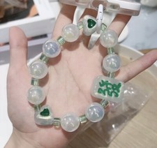 New Grow In Dark Beaded Phone Wristlet Lanyard Wrist Strap With FA Mahjong Tile