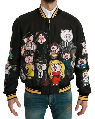 DOLCE & GABBANA Jacket Black YEAR OF THE PIG Bomber IT48 / US38 / M RRP $2200
