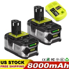 2X 8.0Ah Battery For RYOBI 18 V P108 P107 One Plus High Capacity 18Volt Lithium