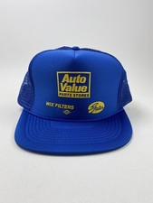 Vintage Auto Value Parts Store Snapback Trucker Hat Mesh Blue Rope Cap 1980's