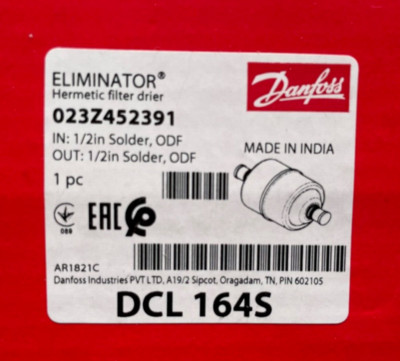 Danfoss ELIMINATOR hermetischer Filtertrockner Typ DCL 164S 1/2'' Lötzinn 023Z452391