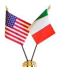 United States of America & Italy Double Friendship Table Flag Set