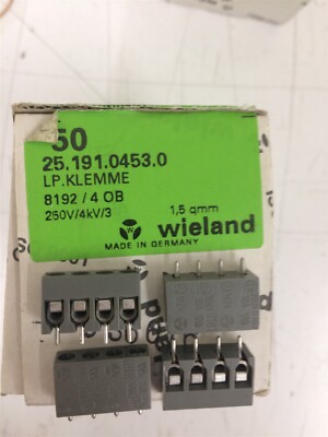 25.191.0453.0 WIELAND Conn Cage Clamp Terminal Block 4 POS TH 10 PIECES