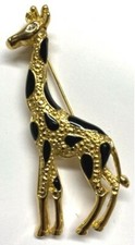 Giraffe Brooch Pin in Gold Plate & Hand-Painted Color Made in USA By OSC NEW