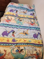 Vintage Disney Stone Age Mickey Minnie Mouse Dinosaur Twin Comforter 84"x60"