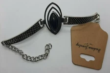 New Boho Bracelet Onyx Howlite Cabochon Tibetan Silver Southwestern Tribal