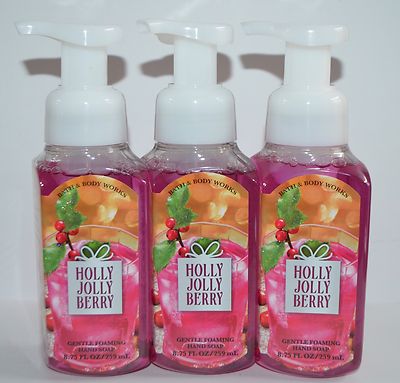 3 BATH & BODY WORKS HOLLY JOLLY BERRY GENTLE FOAMING HAND SOAP WASH RASPBERRY