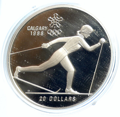 1986 CANADA 1988 CALGARY OLYMPICS CrossC Skiing Proof Silver $20