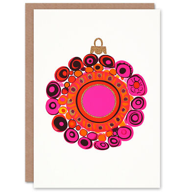 Weihnachtskarte Kandinsky Style rosa orange leuchtendes Kugeln Design festlich Weihnachten