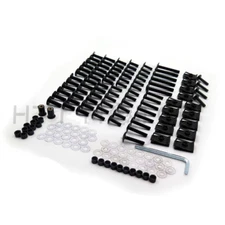 Black Motorcycle Sportbike Complete Fairing Bolts Kit Fastener Clips Screws New