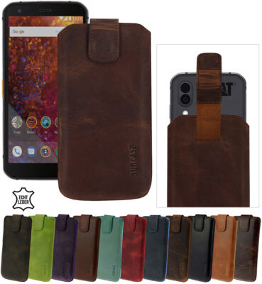 Exclusiv Leder Hülle Handy Tasche Etui Schutz Case für Caterpillar Cat S62 Pro