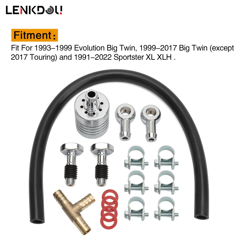 Kit de respirador filtro de aire de culata cromado para Harley Evo Big Twin Sportster Foto 2 de 4