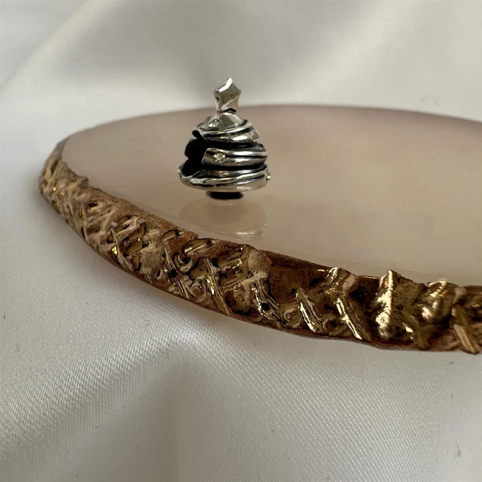 Sterlingsilber & CZ Kristall Rund Weißnachtsbaum Perle Charm Anhänger - Bild 3 von 4