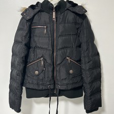 Rare Vtg “mix It” Down Filled Puffer Jacket Women Size Large Y2k Black Hooded
