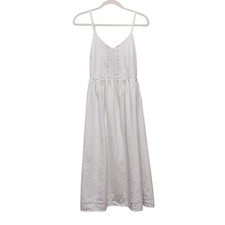 Old Navy Cami Dress Womens Small White Linen Blend Crochet Lace Boho Cottagecore