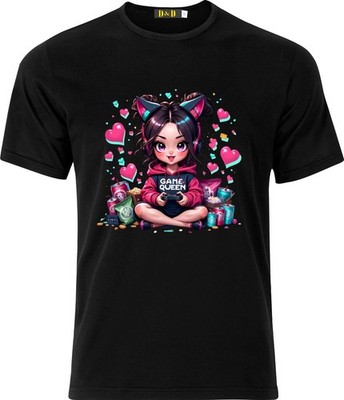 T-Shirt Game Queen Club lustig Humor vollfarbig Baumwolle D.T.F