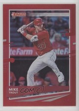 2020 Panini Donruss Back Variation Holo Red Mike Trout (City of Angels) #129 s1i