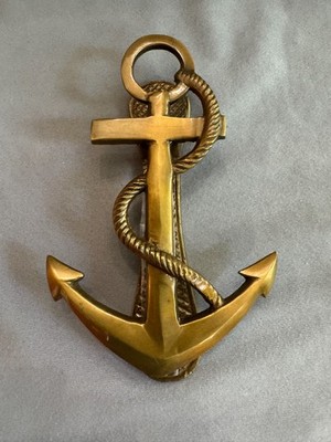 Handcrafted Solid Brass Nautical Ship s Anchor Door Knocker/Screws w Rope Detail