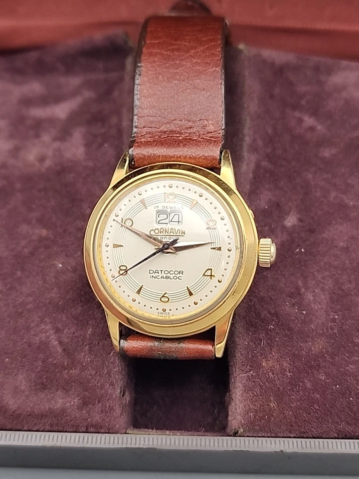 Vintage Watch CORNAVIN GENEVE DATOCOR Pmechanical watch working 31mm - Image 2 of 4