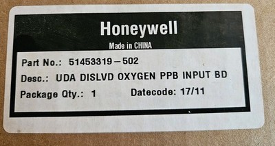Honeywell 51453319-502 UDA DISLVD OXYGEN PPB INPUT CARD NEW SEALED 51453319-502