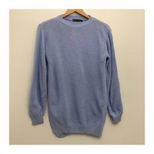 Boohoo Light Blue Knitted Side Split Tunic Jumper UK 6 100% Acrylic Made in UK